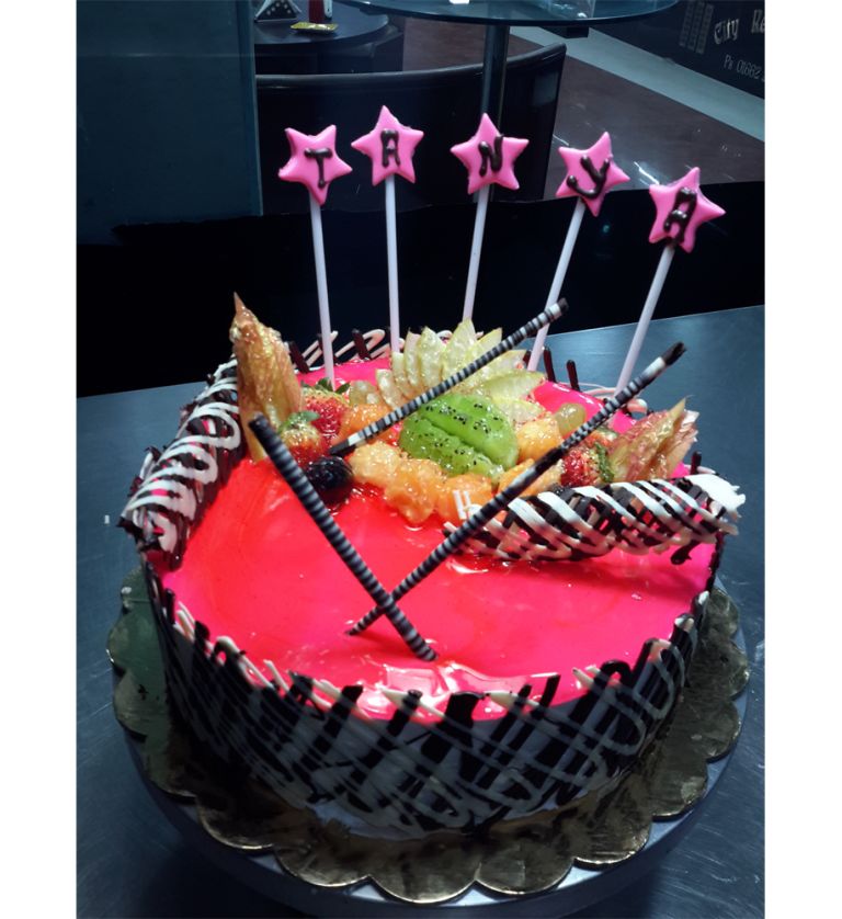 Fruit Cake With Pink Theme
