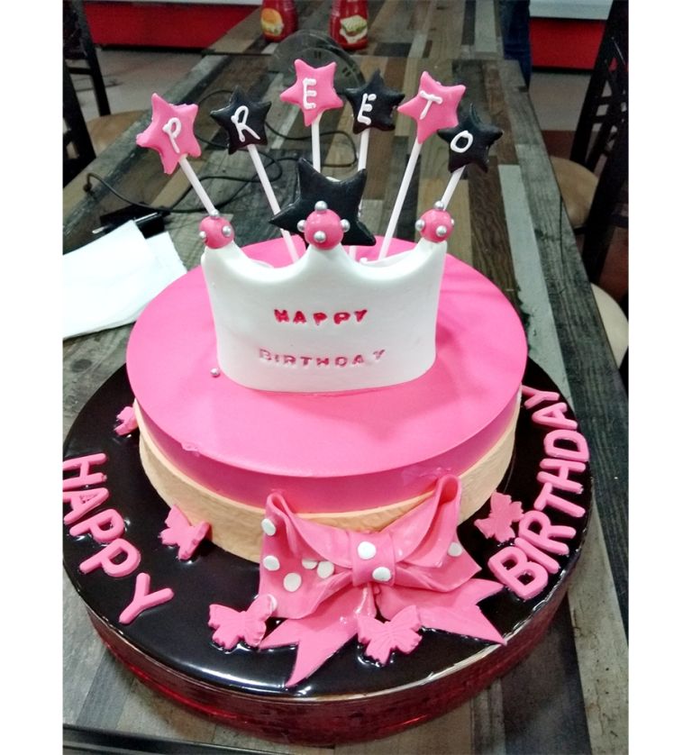 Black  Pink  Princess  Combo   Cake